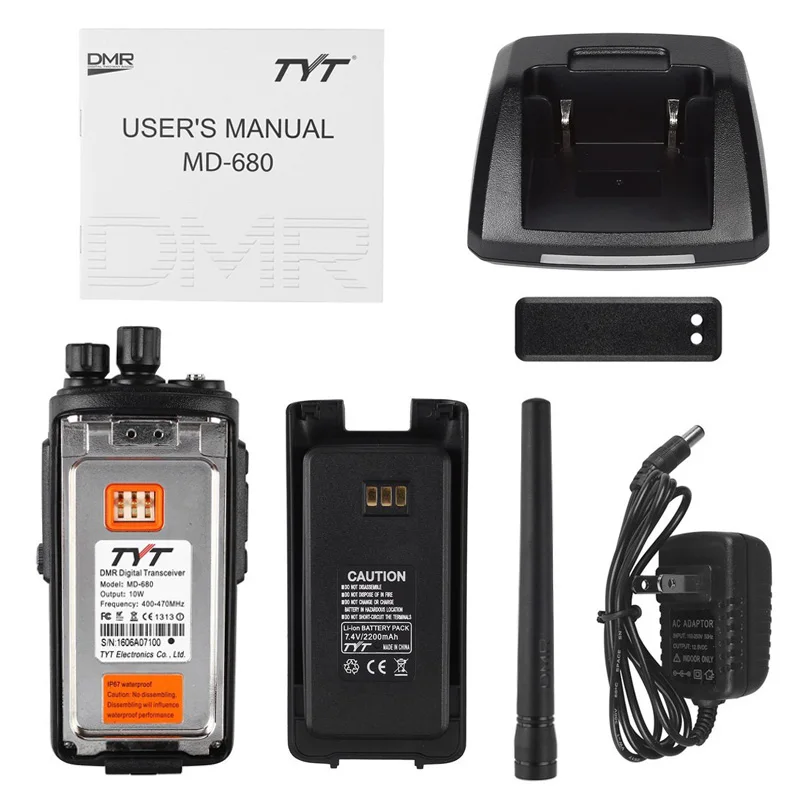 TDMA цифровое радио 136-174 МГц VHF 10 Вт TYT MD-680 MD680/MD358 UHF 10 Вт 400-480 МГц DMR цифровое двухстороннее радио 10 км IP67 водонепроницаемое