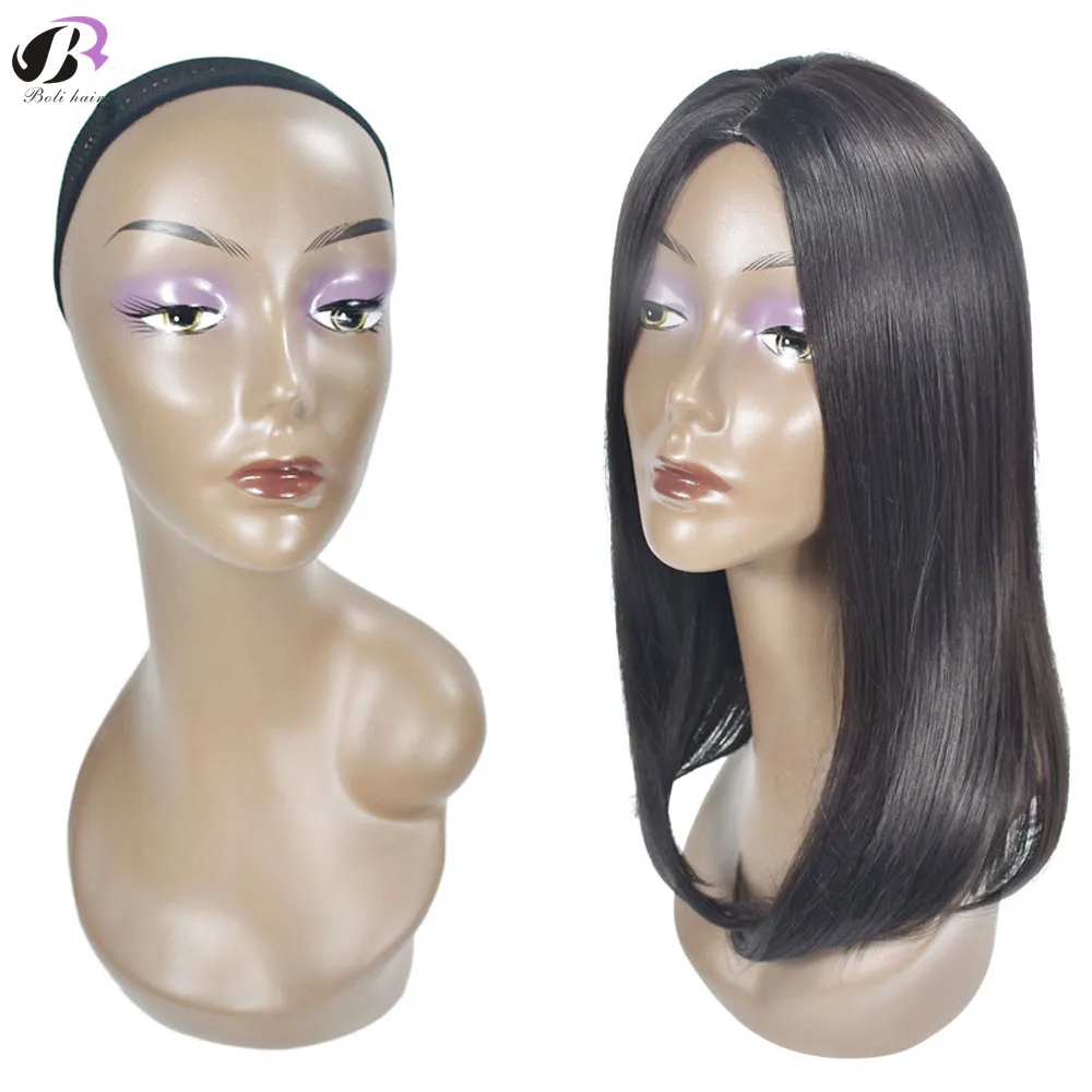 

Bolihair 47cm Free Shipping Realistic Female Head Mannequin Black Manikin Head Wig Stand Hat/Wig/Diomand Display with Shoulder