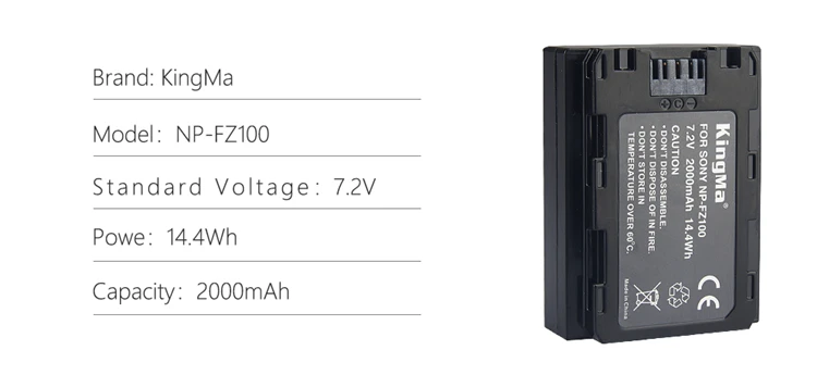 KingMa ЖК-дисплей Дисплей двойной Зарядное устройство и NP-FZ100 Батарея(2 шт) Комплект для sony Alpha 9, A9, альфа-9R, A9R, A7RIII, A7R3 A7M3 ILCE-9