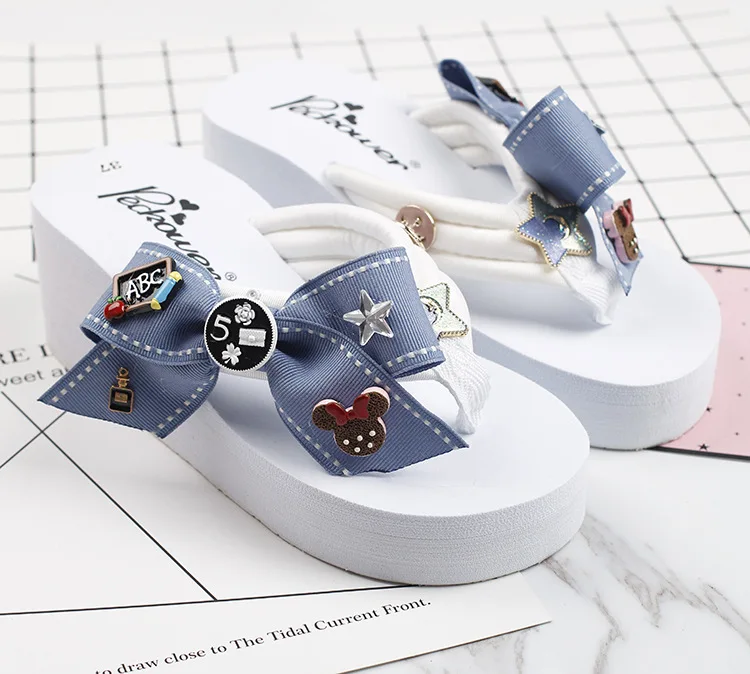 2017 New Korean Summer Style Non-slip Slippers Flip Flops Online Cheap High Heels Platform Shoes63