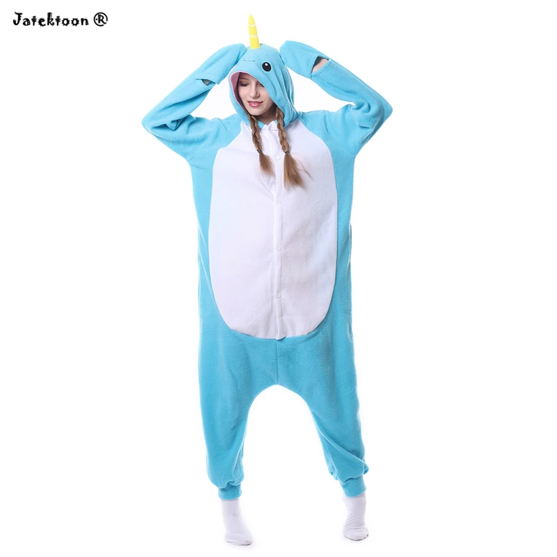 

Halloween Adult Animal Footed Blue Whale Pajamas Kigurums Onesie Narwhals Cetacean Fish Tail Cosplay Costume For Christmas Party