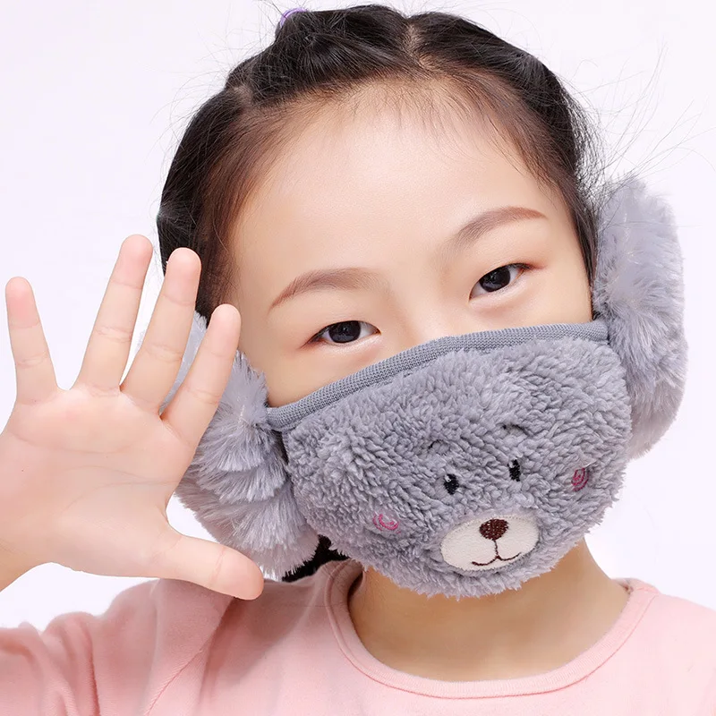 

New 1 Pc Cotton Health Cycling Anti-Dust Mouth Face Boys And Girls Masks With Earmuffs Warm Winter Fashion Accessory