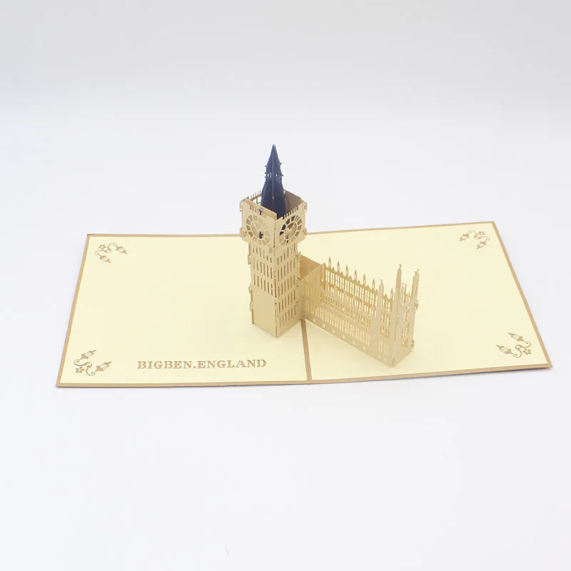  3D Laser Cut Handmade Retro Big Ben Paper Invitation Greeting Cards PostCard Business Kids Birthday - 32794023812