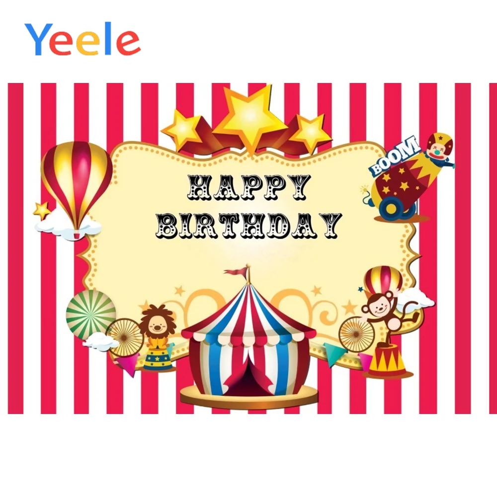 

Yeele Happy Birthday Background Banner Baby Portrait Cartoon Scene Photography Wall Photographic Backdrop Vinyl For Photo Studio