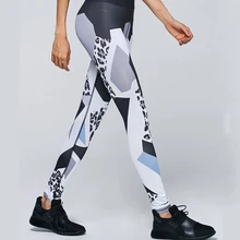 С леопардовым принтом Спортивные Леггинсы Женская одежда для фитнеса, спорта узкие брюки леди Костюмы для Для женщин Пуш Ап для занятия йогой, леггинсы