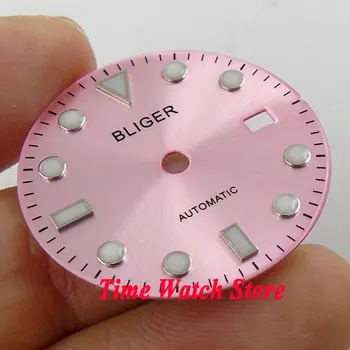 

28.5mm pink dial date luminous Watch Dial fit DG2813 MIYOTA 8215 Movement D89