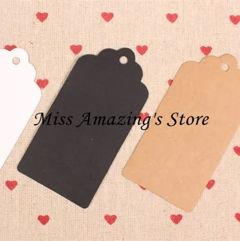 

50pcs 5x3cm 3 Colors Kraft Paper Gift Hang Tags Bookmark Wedding Christmas Scallop Label Blank Luggage