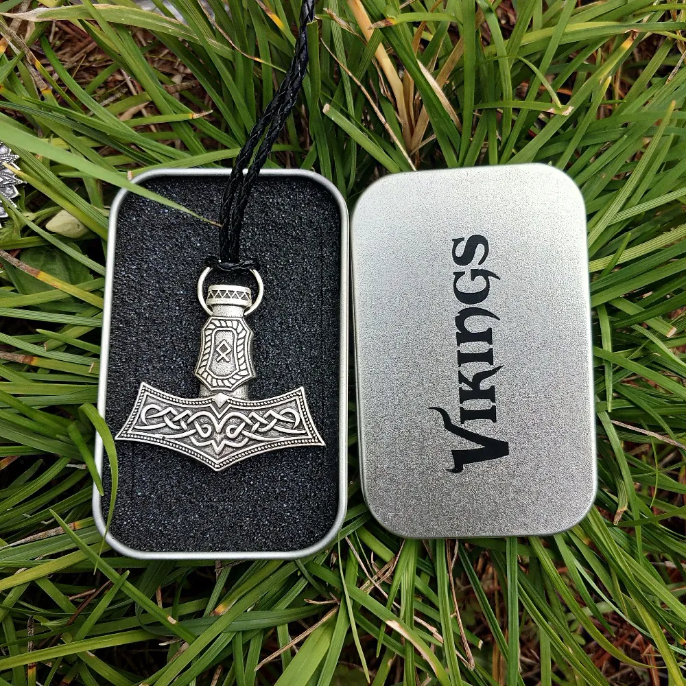 

LANGHONG 1pcs Viking Hammer Necklace Norse Viking Thor's Hammer with Rune and Cletics Amulet Pendant Necklace Talisman Jewelry