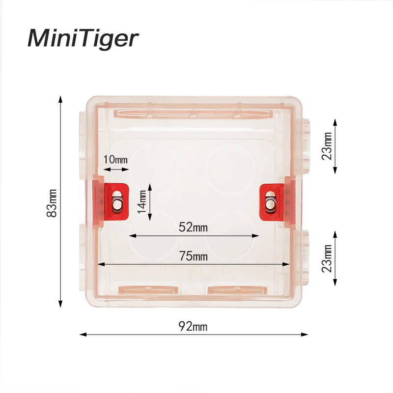 Minitiger 86 мм* 83 мм* 50 мм Регулируемая прозрачная Монтажная коробка внутренняя кассета для 86 Тип Wi-Fi сенсорный переключатель и USB разъем