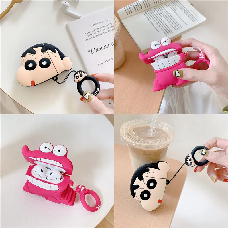 

3D Cute TOHATO Cartoon Crocodile Crayon Shin-chan Shinnosuke Nohara Earphone Cases For Apple Airpods 2 Silicone Protection Cover