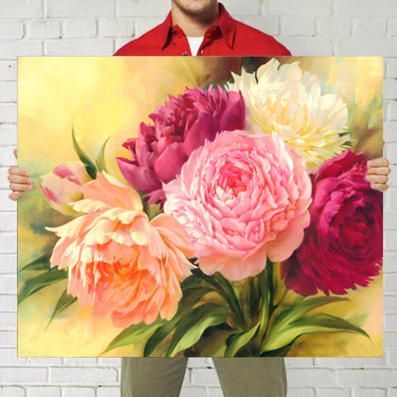 

DIY 5D Full Diamonds Embroidery Peony flowers Round Diamond Painting Cross Stitch Kits Diamond Mosaic Home Decoration Lx