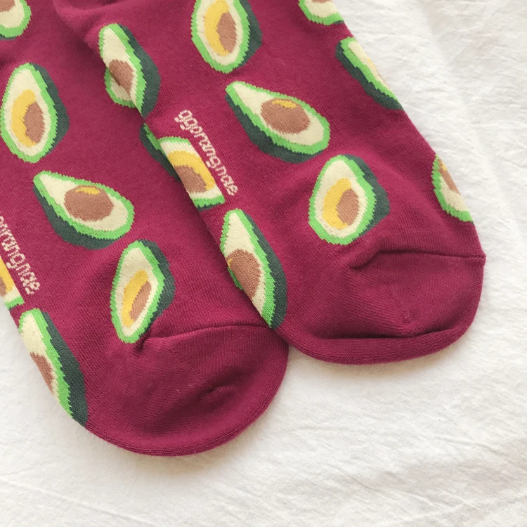 Для женщин милые авокадо черники банан Ананас Лимон Оранжевый фрукты хлопковые носки Забавные милые обувь для девочек жаккардовые