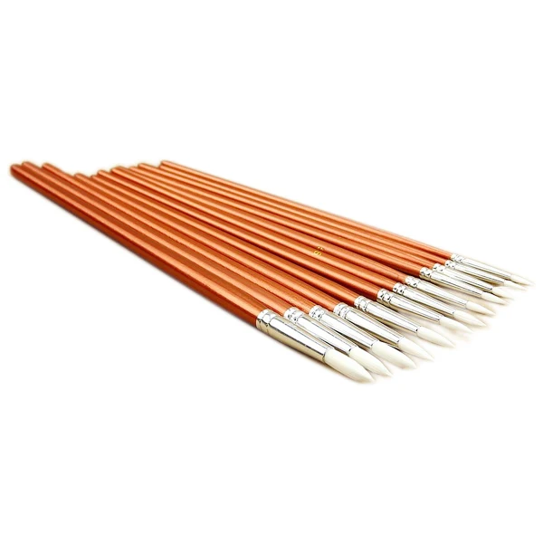 

12pcs Fine Wooden Paint Oil Painting Artists Brushes, Bead light red