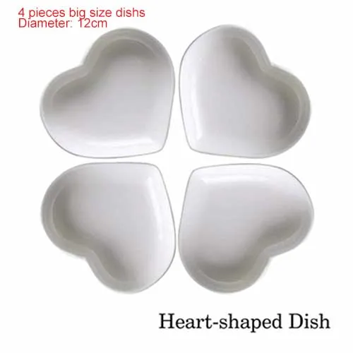 4 шт. набор Супер милое сердце Шарп керамическое соусное блюдо мини боковое приправа блюдо приправ любовь фарфоровое маленькое блюдце - Цвет: big diameter 12cm