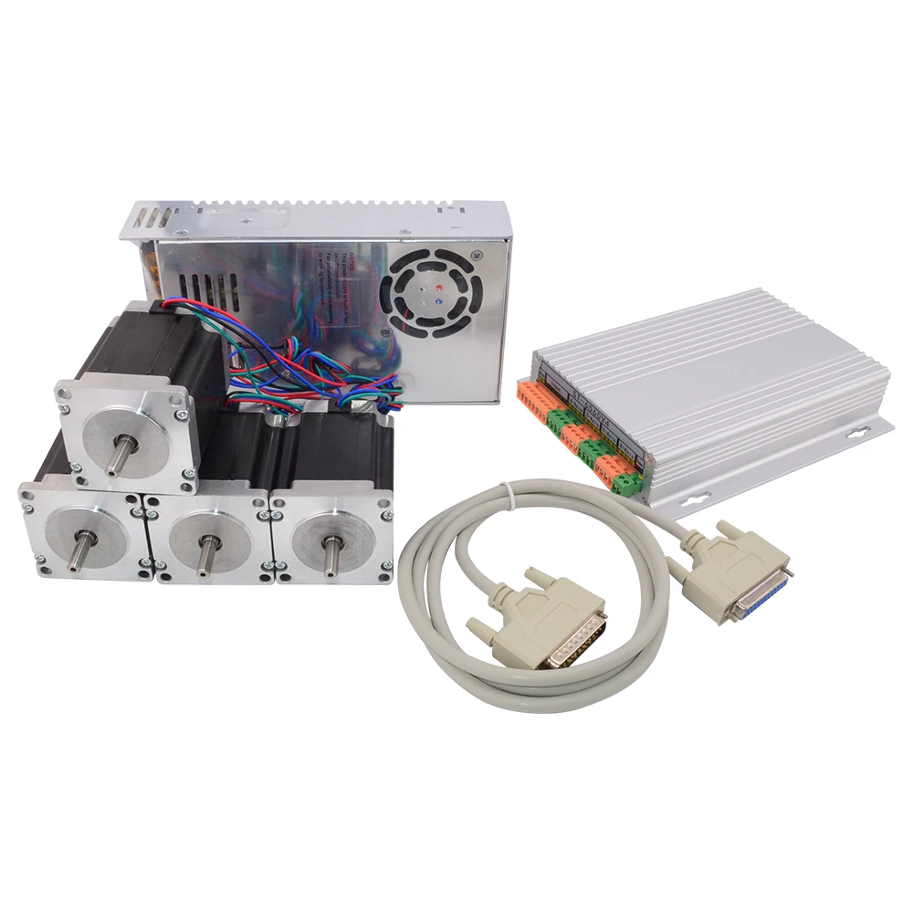 

4 Axis CNC Router Kit, 1pc 4 Axis TB6560 Stepper Motor Driver + 4pcs Nema 23 Stepper 1.9Nm(269oz.in) 76mm + 1pc Power Supply