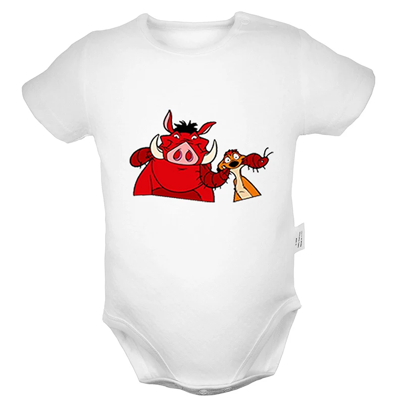 Baby798WD Funng Pumbaa/Одежда для новорожденных девочек и мальчиков с принтом «Король Лев»; комбинезон с короткими рукавами; комбинезоны; хлопок - Цвет: Baby798WD