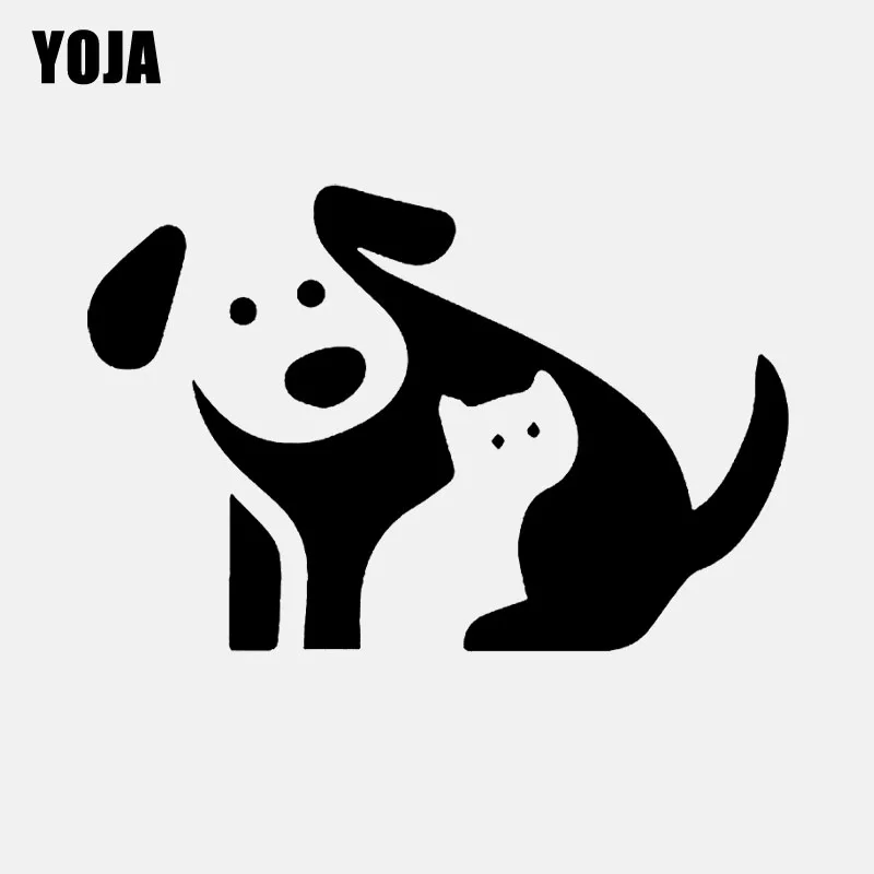 YOJA 55 см * 36 милая собака и кошка Графический стены стикеры Наклейка отделка из ПВХ W3-493