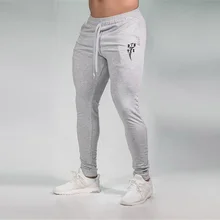 Серые мужские повседневные штаны беговое трико обтягивающее леггинсы для спорта, фитнеса узкие штаны из хлопка спортивные тренировочные брюки Длинные обтягивающие брюки для бега