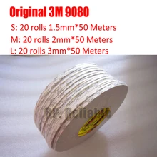 Промо-акция! 20 Rolls1.5mm(2 мм/3 мм)* 50 м 3M9080 с двух сторон Липкая лента для телефонов на базе Android с Bluetooth для iPad iphone планшет Экран ободок Стекло