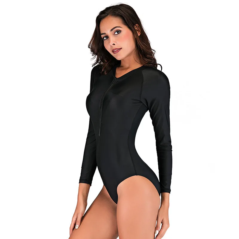 SBART женский купальник с длинным рукавом Rashguard черный защитой от сыпи популярный