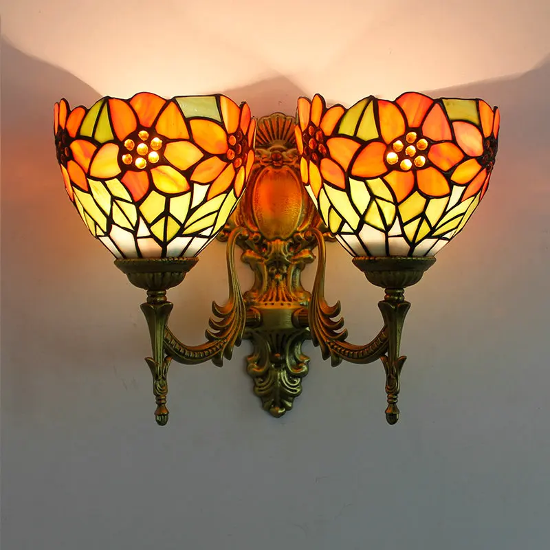 Artpad Средиземноморский двойной настенный светильник мозаичная лампа-Стрекоза абажур из витражного стекла бабочка вверх вниз светильник Настенный светильник для помещений - Цвет абажура: I