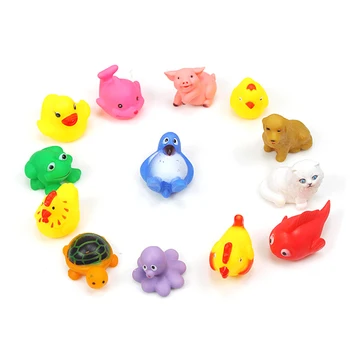 

13Pcs Lovely Squeeze Sound Squeaky Bathing Swimming Toy Children Swiming Bath Water Toy Mixed Animals For Baby