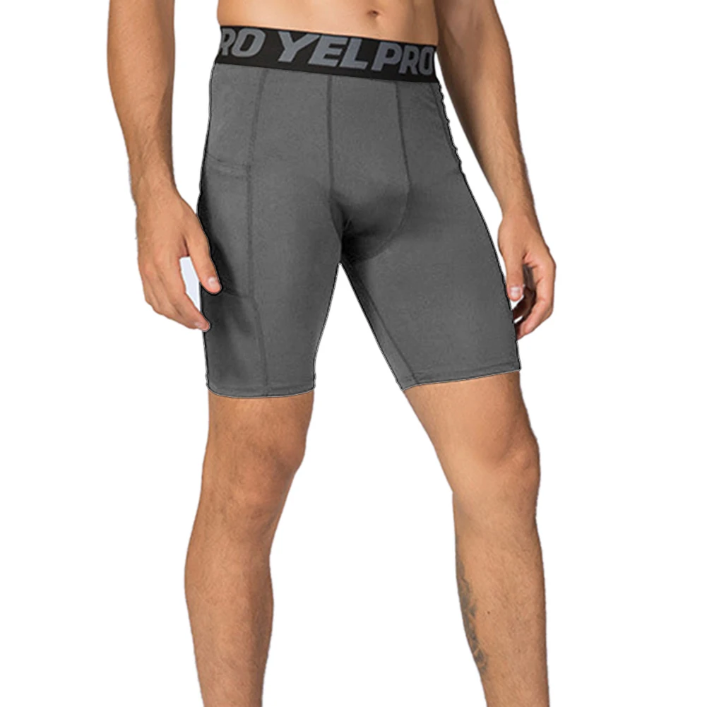 Новые мужские короткие штаны компрессионное нижнее белье спортивные колготки под брюки с карманом - Цвет: Серый