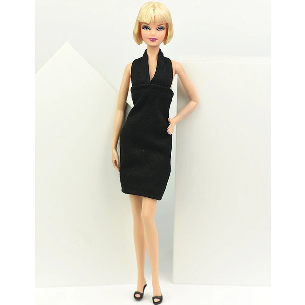 6 Pieces Black Professional Dress Formal Dress for 1/6   Dolls Clothes Business Wear Party Outfit