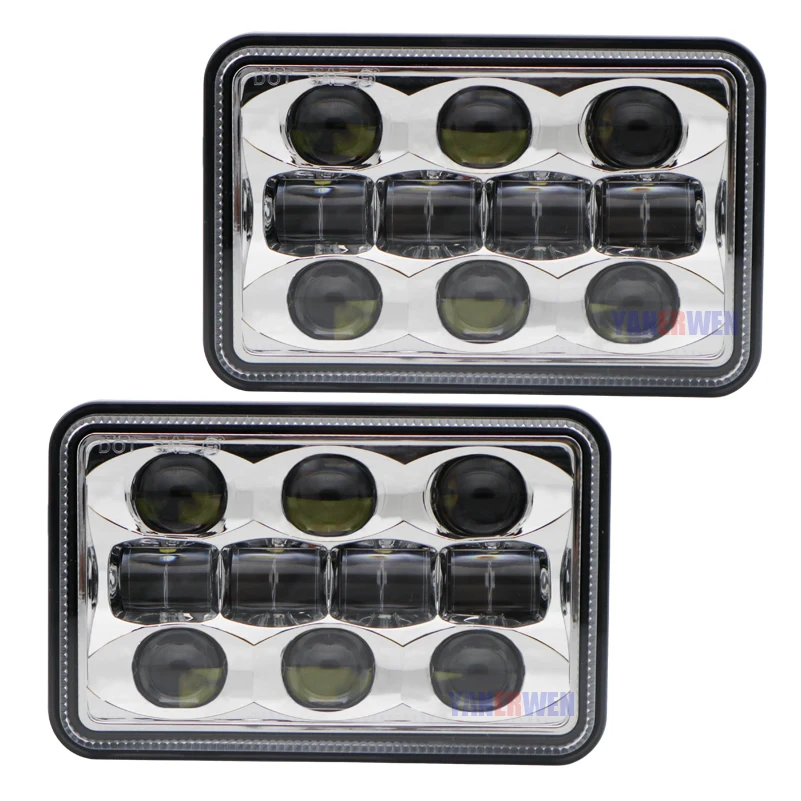 

4x6 inch Rectangular LED Headlights Hi/Lo Sealed Beam Replacement Hid Bulb Headlamps KW Kenworth T600 W900 T800 Truck