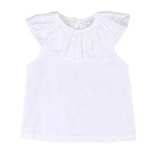 2017 Cute Toddler Kids T shirt Baby Girls Sleeveless Ruffled Collar T Shirt Blusa Summer Cotton