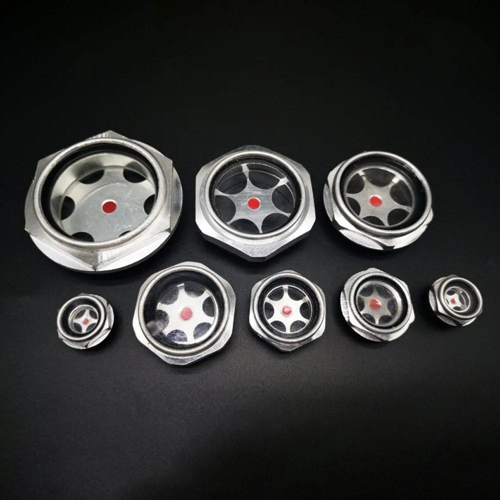 

1/4" 3/8" 1/2" 3/4" 1" -2" BSPT Metric Male Aluminum Oil Sight Glass Window Use For Air Compressor Late