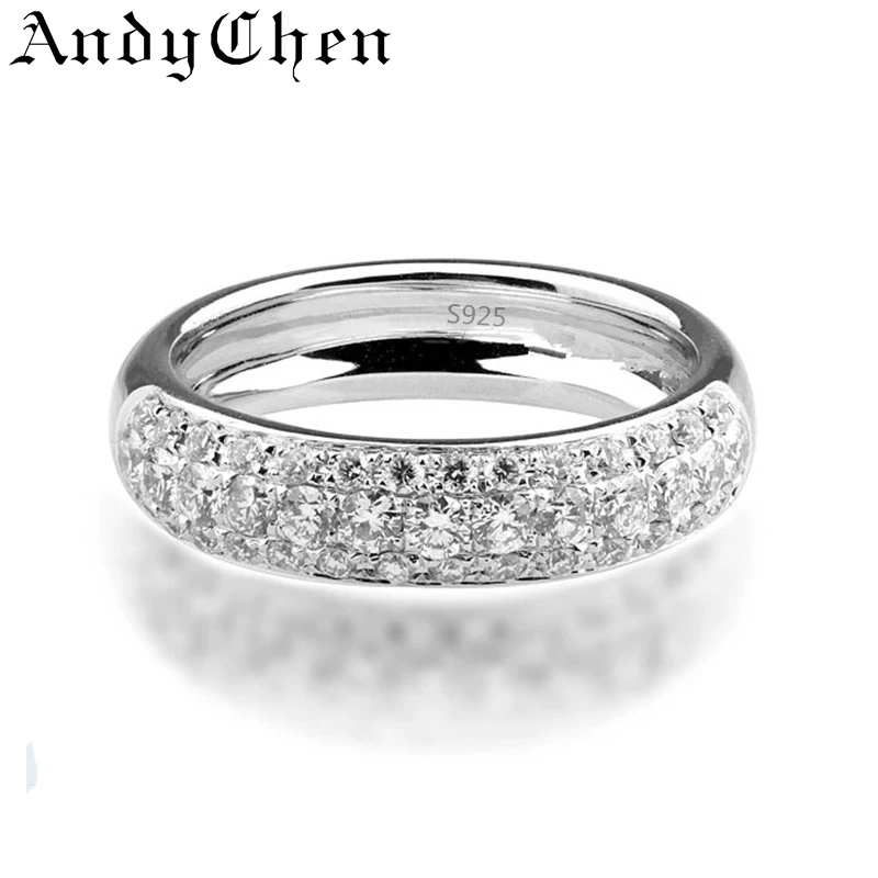 AndyChen Silver Plated Punk Bague Crystal Jewelry Wedding Rings for Women Promise Bijoux Engagement Round Accessories ASR037