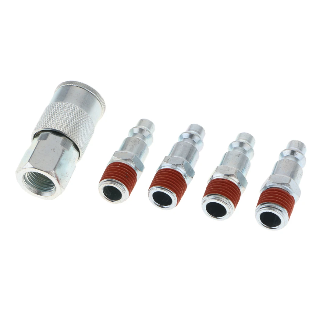 5 Pieces Air Line Hose Compressor Fitting Connectors Quick Release 1/4'' NPT