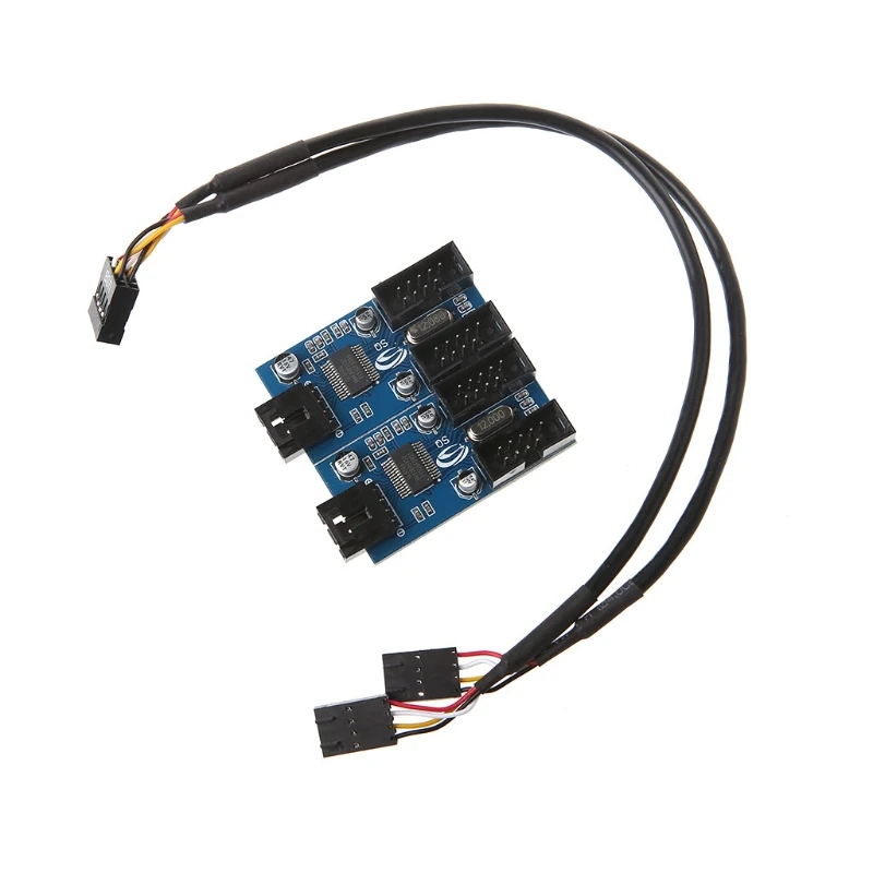 

2019 New PC Case Internal 9-Pin USB 2.0 Male 1 To 4 Female Splitter PCB Chipset Extender