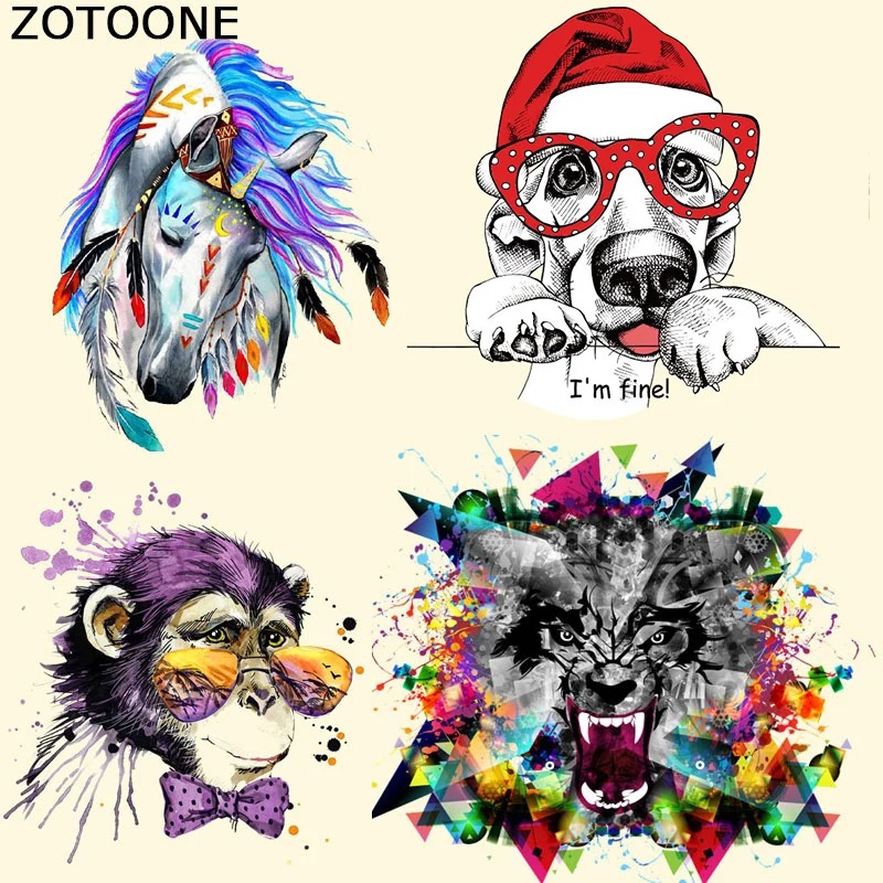 

ZOTOONE Cute Iron on Patches for Clothing Watercolor Animal Patch Ironing Stickers A-level Washable T-shirt Dresses Decoration E