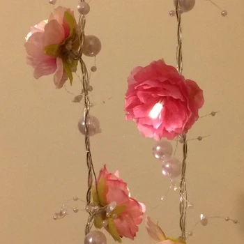 

Nature Palace Handmade Fairy Luminous Floral LED String Lights Flower Pearl Rope lamps Curtains Red roses Garland For Weddings