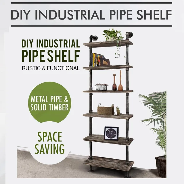 Pipe Bookcase Vintage Book Standing Shelves Multi Pipe Bookcase Vintage Book Standing Shelves Multi Function 6 Tier Library Storage Rack