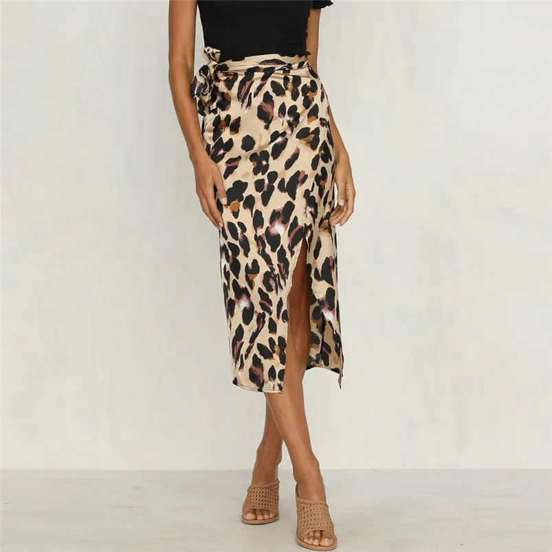 skirts womens Fashion Women Sexy England Leopard Printed Split Bandage Evening Party Skirt faldas mujer moda R24 (1)