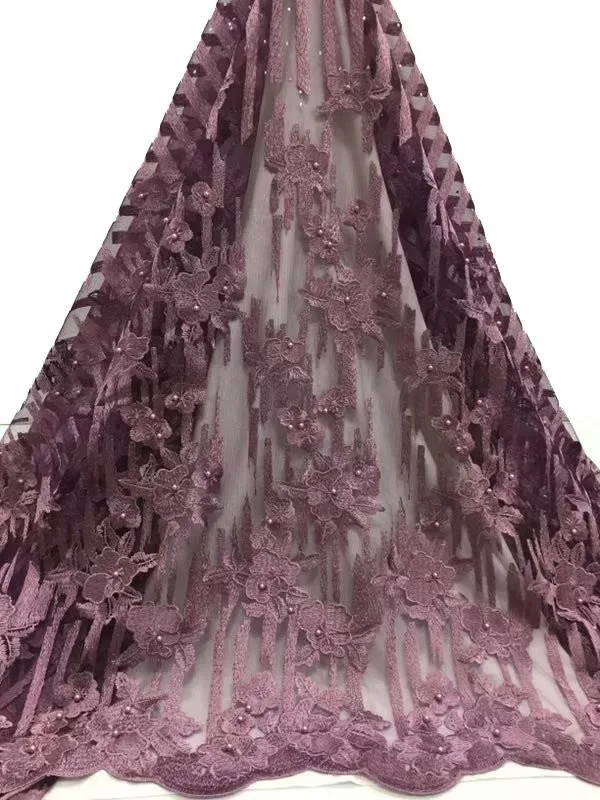 

Pink Nigerian French Lace Fabrics 2019 beads stones African Tulle Lace Fabric High Quality African Lace Wedding Fabric For Dress