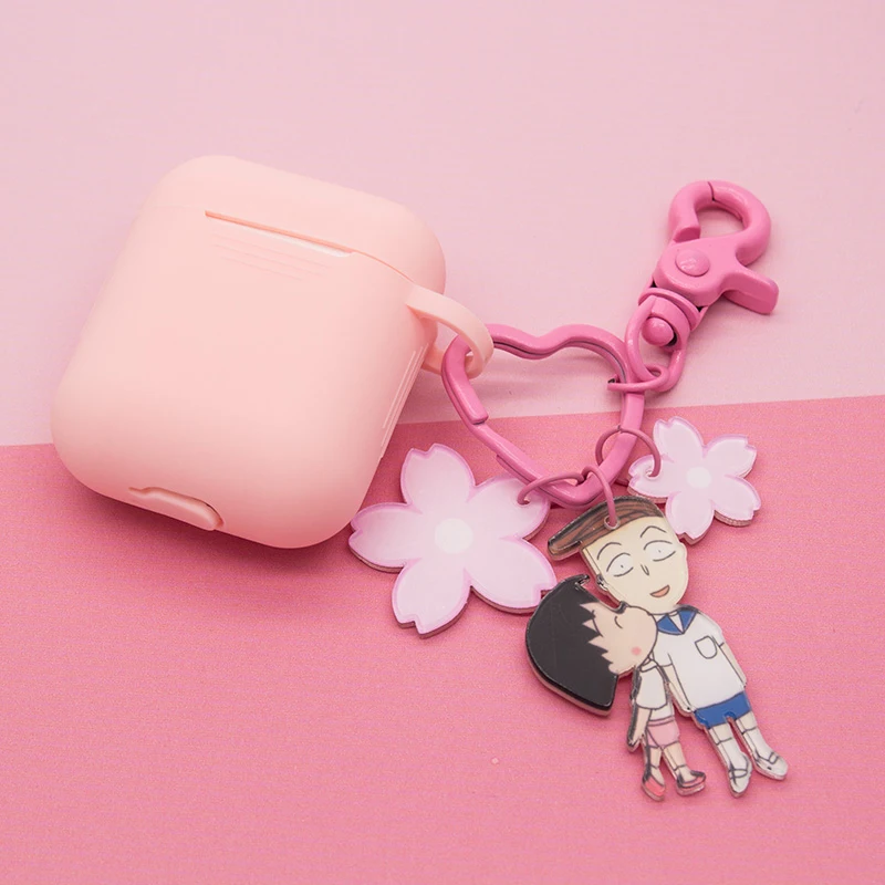 

Cute Sweet Decorative Silicone Case for Apple Airpods 1 2 Accessories Wireless Bluetooth Earphone Cover Bags with Key Ring