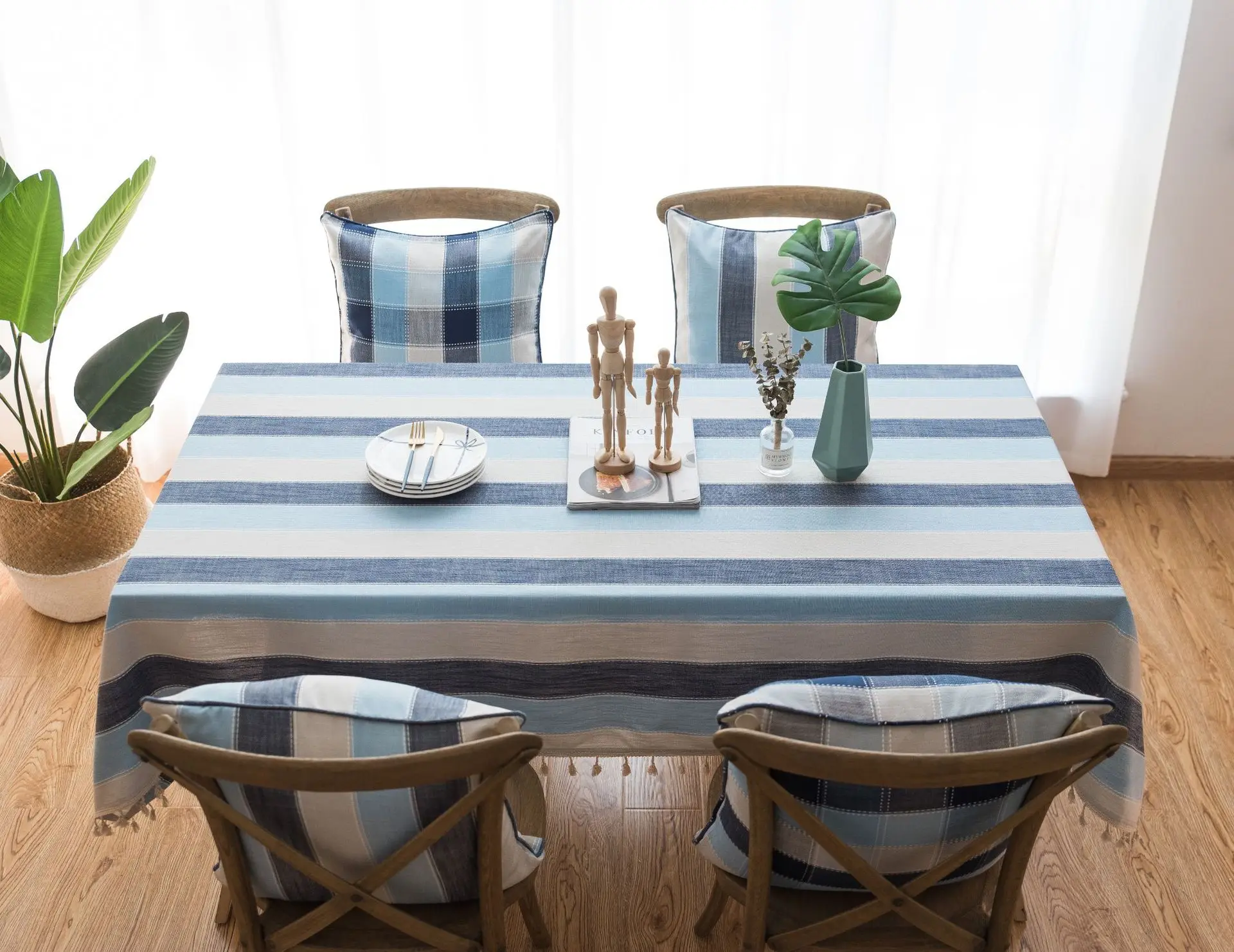 Blue broom stripes