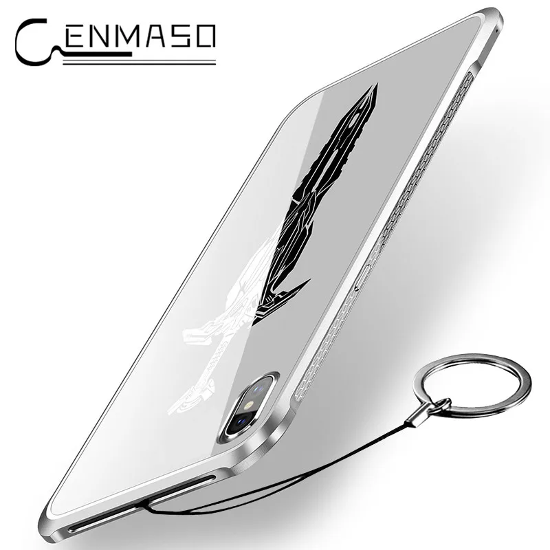 

For iphone X case for iphone 6 6S 7 8 plus Aluminum Metal Frame + acrylic back cover luxury phone case ultra thin sword funda