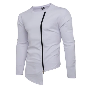 

New solid color men's side zipper long sleeve hoodie