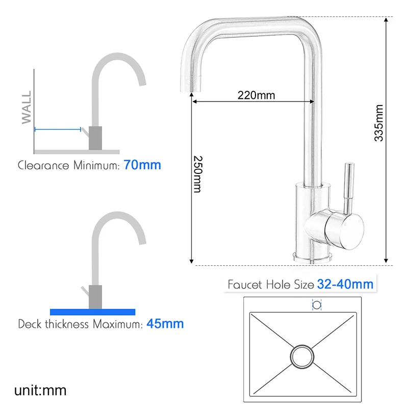  ROVATE 360 Degree Swivel Kitchen Faucet 304 Stainless Steel Brushed Nickel Hot and Cold Single Leve - 4000025383390