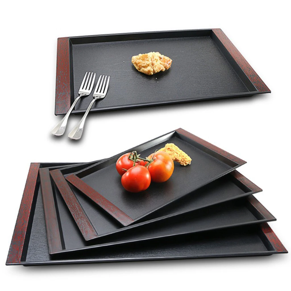 1 Piece Plastic Rectangle Breakfast Food Tray Cup Dinner Plate Hotel Buffet Serving Decor Kitchen Organizer 4 Size Available
