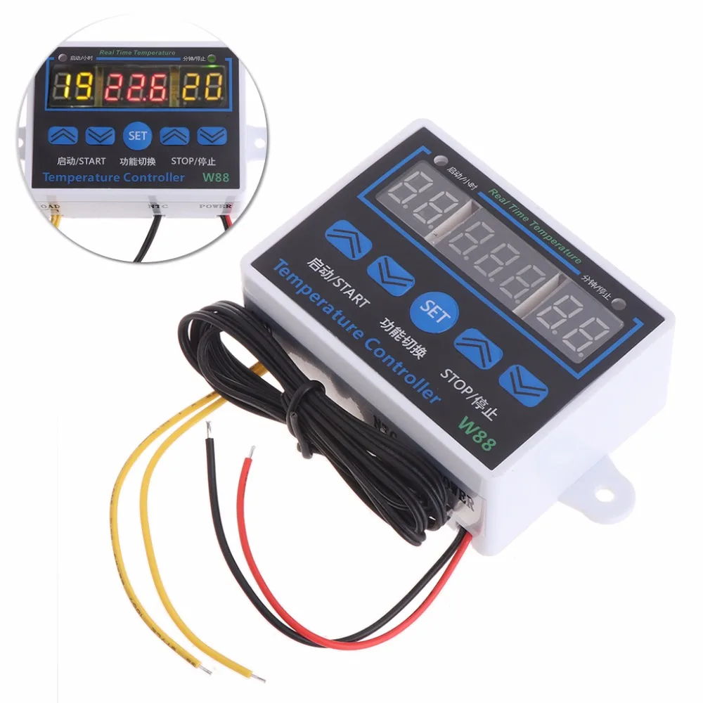 W88 12 V/220 V 10A Digital LED Temperatur Controller Thermostat Control ...
