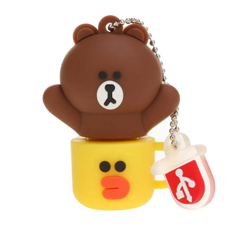 

New Usb Flash Drive Mark Cup Bear Brown Pen Drive 32GB 64GB 128GB Cute Cartoon Animal Memory Stick Usb 2.0 High Quality Pendrive