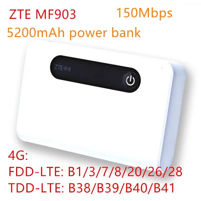 Разблокированный диапазон 28 zte MF903 4G LTE Карманный WiFi роутер 5200 мАч Внешний аккумулятор с портом lan 4g маршрутизатор rj45 mifi usb зарядка роутер 4g