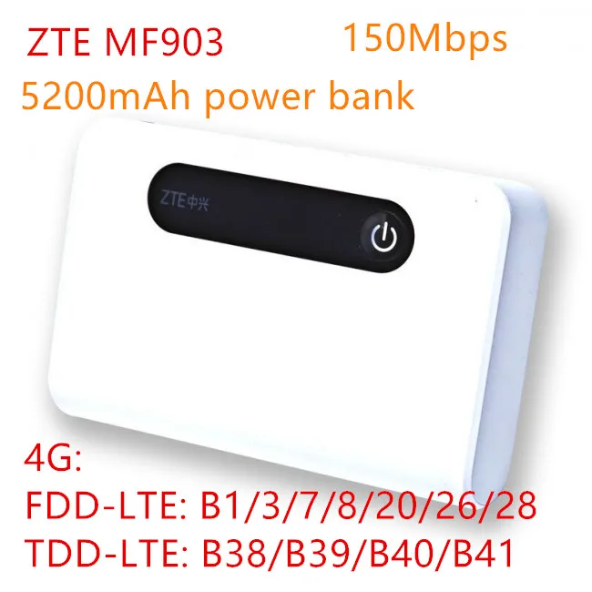  unlocked band 28 ZTE MF903 4G LTE Pocket WiFi Router 5200mah power bank with lan port 4g router rj4