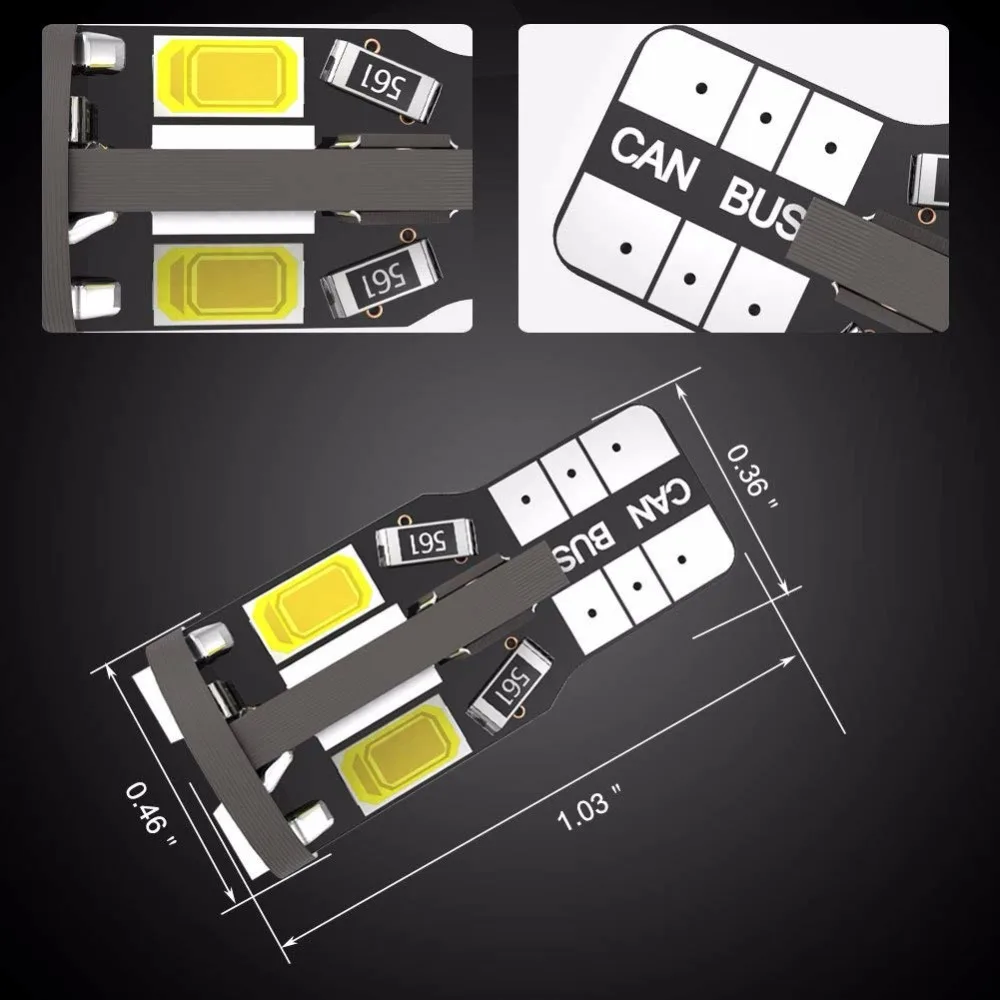 10pcs 194 168 2825 W5W LED Bulb 10SMD 5730 Super Bright 6000K White 1 Year Warranty